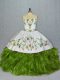 Glorious Ball Gowns Quinceanera Gown Olive Green Sweetheart Organza Sleeveless Floor Length Lace Up