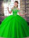 Most Popular Halter Top Sleeveless Tulle 15th Birthday Dress Beading and Pick Ups Brush Train Lace Up