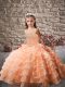 Enchanting Orange Lace Up High School Pageant Dress Beading and Ruffled Layers Sleeveless Brush Train