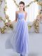 Lavender Bridesmaid Dress Strapless Sleeveless Sweep Train Lace Up