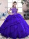 Fantastic Blue Sleeveless Beading and Ruffles Floor Length Quinceanera Gowns