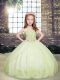 Sleeveless Floor Length Beading Lace Up Girls Pageant Dresses with Yellow Green
