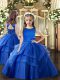 Fashionable Floor Length Ball Gowns Sleeveless Royal Blue Little Girls Pageant Dress Wholesale Lace Up