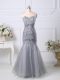 Tulle Sleeveless Floor Length Prom Dresses and Beading and Ruching