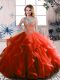Modern Rust Red Lace Up Quinceanera Gown Beading and Ruffles Sleeveless Floor Length