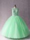 Apple Green Scoop Lace Up Beading Sweet 16 Dresses Sleeveless