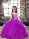 Purple Off The Shoulder Neckline Beading and Ruffles Pageant Dress Womens Sleeveless Lace Up