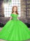 New Style Tulle Lace Up Straps Sleeveless Floor Length Pageant Gowns For Girls Beading