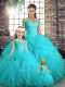 New Arrival Tulle Sleeveless Floor Length Quinceanera Dresses and Beading and Ruffles