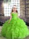 Superior Straps Neckline Beading and Ruffles and Pick Ups Little Girl Pageant Dress Sleeveless Lace Up