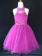 Halter Top Sleeveless Organza Flower Girl Dress Beading and Lace Lace Up