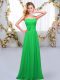 Floor Length Empire Sleeveless Green Dama Dress for Quinceanera Lace Up