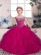 Amazing Sleeveless Lace Up Floor Length Beading and Ruffles Little Girl Pageant Dress