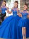 Tulle Sleeveless Vestidos de Quinceanera Brush Train and Beading and Pick Ups