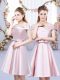 Colorful Bowknot Wedding Party Dress Baby Pink Lace Up Sleeveless Mini Length