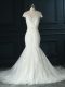 Zipper Wedding Gowns White for Wedding Party with Beading and Lace Court Train