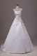 Cheap Lace Up Wedding Gown White for Wedding Party with Embroidery Brush Train