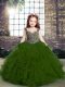 Beading and Ruffles Glitz Pageant Dress Olive Green Side Zipper Sleeveless Floor Length