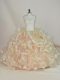 Beading and Ruffles Quinceanera Gown Champagne Lace Up Sleeveless Floor Length