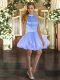 Eye-catching Blue Halter Top Backless Beading Prom Party Dress Sleeveless