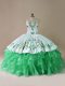 Sweetheart Sleeveless Brush Train Lace Up Quinceanera Dresses Green Organza