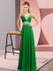 Captivating Green Empire Chiffon V-neck Sleeveless Beading Floor Length Lace Up Going Out Dresses