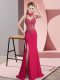 Hot Selling Sleeveless Chiffon Floor Length Backless Prom Dresses in Hot Pink with Beading