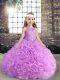 Pretty Lilac Sleeveless Floor Length Beading Lace Up Pageant Dress for Womens