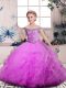 Wonderful Lilac Little Girl Pageant Gowns Party and Sweet 16 and Wedding Party with Beading and Ruffles Off The Shoulder Sleeveless Lace Up