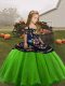 Gorgeous Sleeveless Organza Floor Length Lace Up Little Girls Pageant Dress in with Embroidery