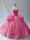 Pink Sleeveless Floor Length Appliques Lace Up Sweet 16 Quinceanera Dress