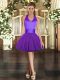 Halter Top Sleeveless Lace Up Prom Dresses Purple Tulle