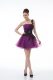 Admirable Eggplant Purple A-line One Shoulder Sleeveless Organza Mini Length Zipper Beading and Lace and Appliques Cocktail Dress
