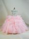 Pink Sleeveless Organza Brush Train Lace Up 15 Quinceanera Dress for Sweet 16 and Quinceanera