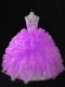 Ball Gowns Sweet 16 Quinceanera Dress Lilac Straps Organza Sleeveless Floor Length Zipper
