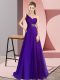 Best Selling Purple Criss Cross Evening Dresses Beading Sleeveless Brush Train