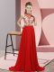 Red Sleeveless Beading Backless Prom Party Dress