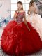 Red Sweet 16 Quinceanera Dress Sweet 16 and Quinceanera with Beading and Ruffles Scoop Sleeveless Zipper