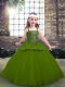 Superior Olive Green Kids Formal Wear Party and Military Ball with Beading Straps Sleeveless Lace Up