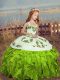 Yellow Green Sleeveless Embroidery and Ruffles Floor Length Pageant Gowns For Girls