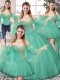 Pretty Turquoise Sleeveless Beading Floor Length Ball Gown Prom Dress