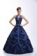 Halter Top Sleeveless Lace Up Quinceanera Gown Royal Blue Taffeta