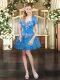 High Quality Blue Sleeveless Tulle Lace Up Club Wear for Prom and Party
