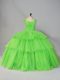 Glittering Sleeveless Beading and Ruffled Layers and Ruching Floor Length Quinceanera Dress