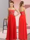 Amazing Sweetheart Sleeveless Lace Up Dress for Prom Red Chiffon