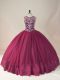Dazzling Beading and Appliques Quinceanera Dress Burgundy Lace Up Long Sleeves Floor Length