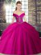 Tulle Sleeveless Quinceanera Dress Brush Train and Beading and Pick Ups