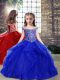 Cute Royal Blue Sleeveless Organza Lace Up Girls Pageant Dresses for Party and Wedding Party