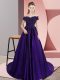 A-line Sleeveless Purple Sweet 16 Dress Court Train Zipper