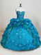 Pretty Teal Taffeta Lace Up Sweet 16 Dress Sleeveless Floor Length Beading and Embroidery and Pick Ups